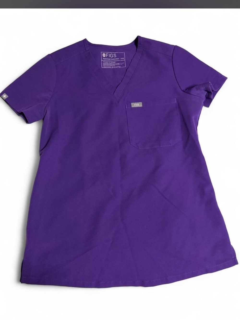 Figs Kids Short Sleeve V-Neck Scrub Top in Purple